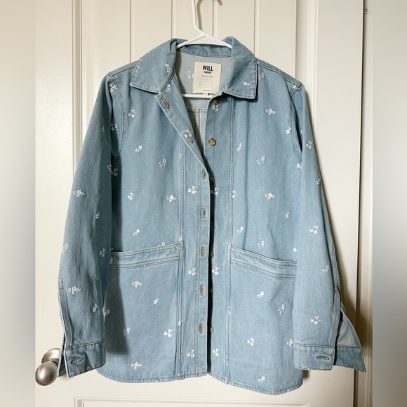 Sezane Will Denim Jacket w/ embroidered flowers NWOT - Picture 5 of 9